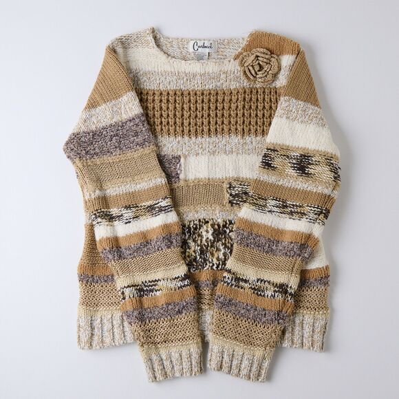 Vtg Carducci Womens Patchwork Sweater Medium Knit Crew Neck Cottagecore Boho Y2K - Picture 6 of 10